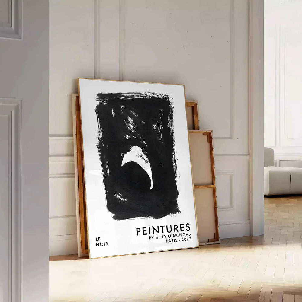 Maximalist poster featuring abstract space elements in black and blue tones