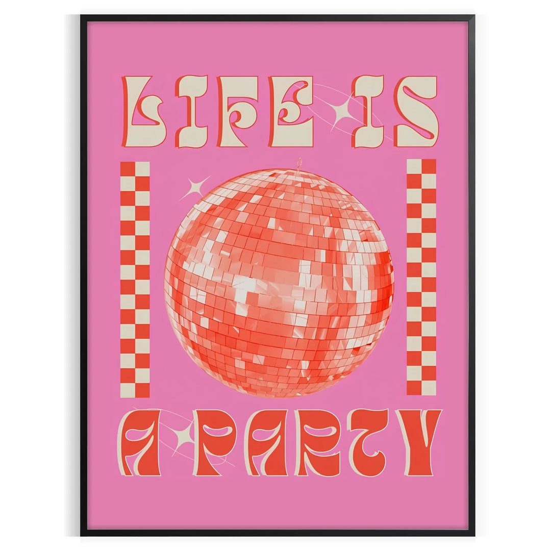 Colorful abstract design with party elements and joyful energy - in a black frame