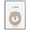 A realistic lion portrait in shades of gray and black - in a black frame