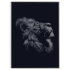 A black lion's head with green accents in a bold, modern style - in a black frame