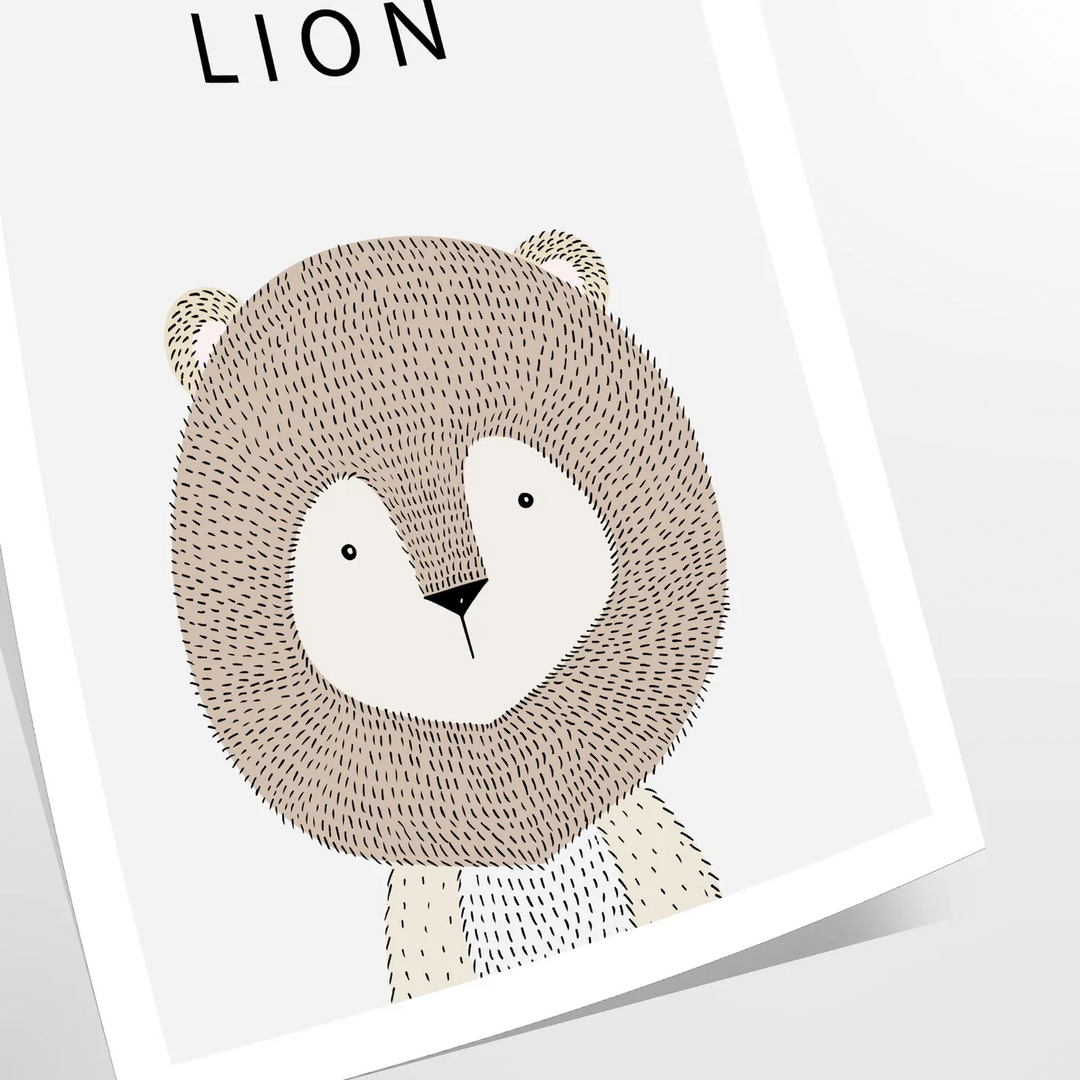 A realistic lion portrait in shades of gray and black - as a rolled, unframed print