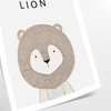 A realistic lion portrait in shades of gray and black - as a rolled, unframed print