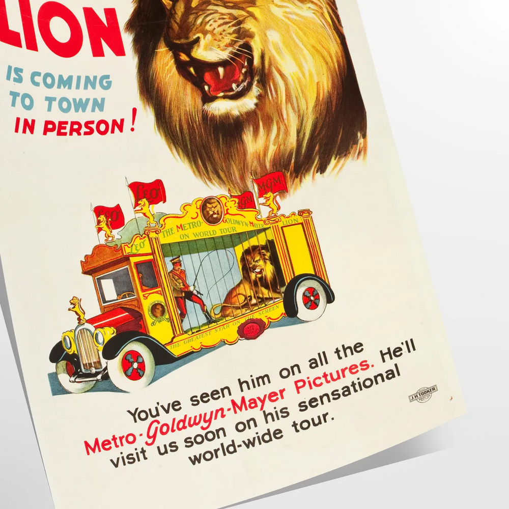 A stylized lion illustration in earthy browns and yellows, evoking a safari theme