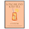 Ilustração de um coquetel Long Island Iced Tea com fundo cinza - numa moldura preta