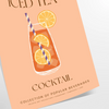 Ilustração de um coquetel Long Island Iced Tea com fundo cinza