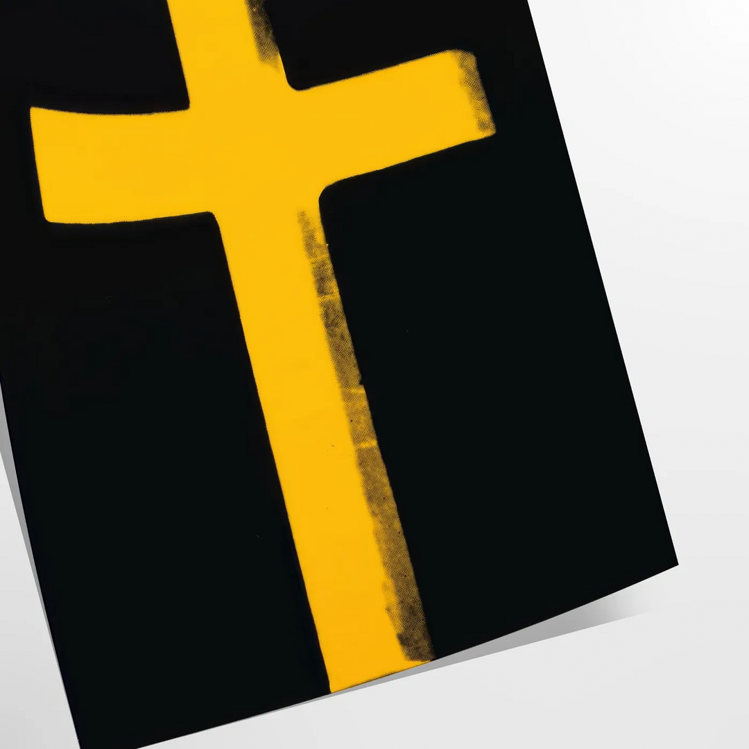 Αφηρημένη αναπαράσταση του Lord S Cross σε πορτοκαλί και γκρι τόνους