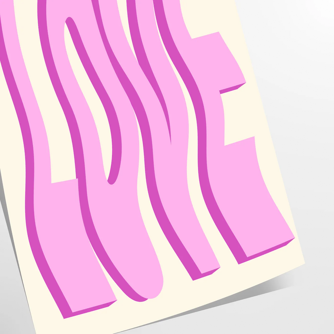 Abstract design featuring pink and purple hues with motivational text