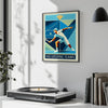Retro Melbourne tennis poster with minimalist illustration and muted vintage tones
