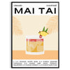 Illustrazione di un cocktail Mai Tai con elementi tropicali e una palette di colori giallo e nero - in una cornice nera