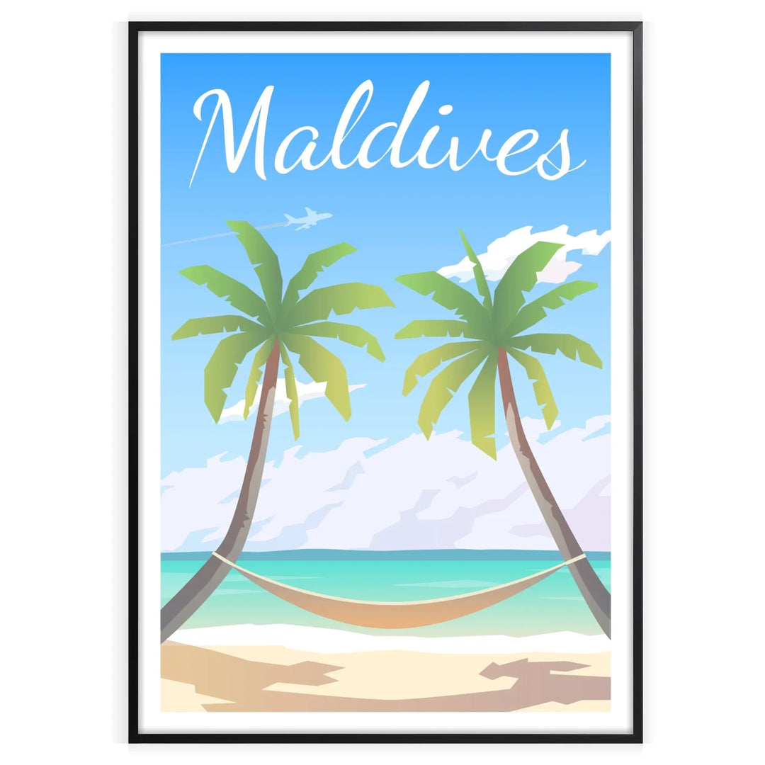 Tropical landscape of the Maldives with serene greens and tranquil blues