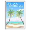 Tropical landscape of the Maldives with serene greens and tranquil blues - in a black frame