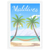 Tropical landscape of the Maldives with serene greens and tranquil blues - in a white frame
