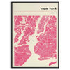 Stylized map of New York City in black and gray tones - in a black frame