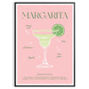 Uma ilustração colorida de um coquetel Margarita com tons verdes e laranjas - numa moldura preta