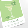 Uma ilustração colorida de um coquetel margarita com tons verdes e brancos