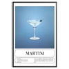 Illustration of a martini cocktail with a sleek black background and green accents - in a black frame