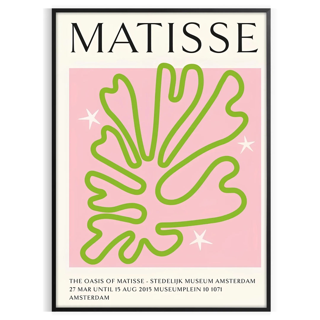 Abstract shapes in green and pink, inspired by Matisse's style