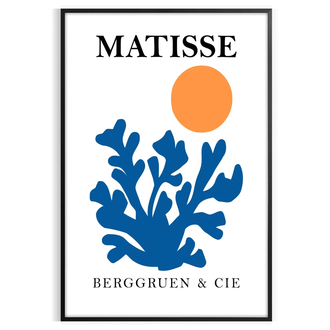 Matisse cut-paper style poster showing abstract black and orange shapes