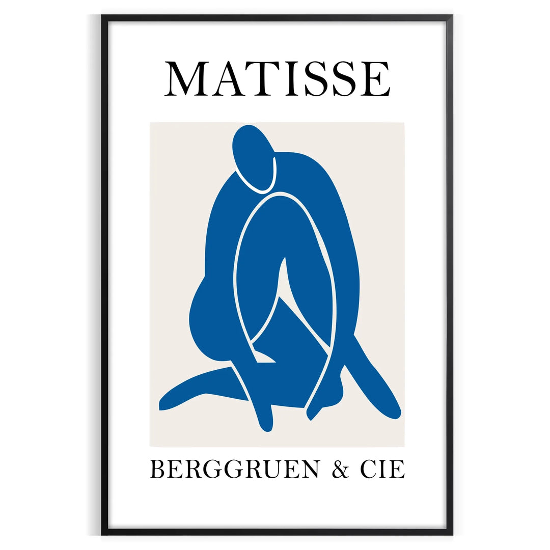 Gray and white Matisse papier découpés poster with abstract organic shapes