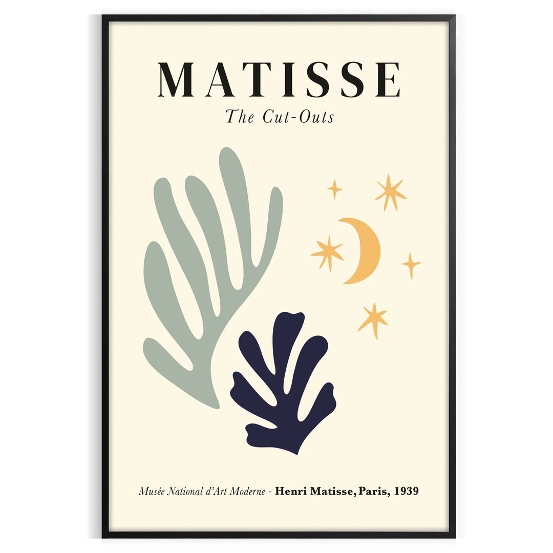Abstract cut-out shapes in bold colors inspired by Matisse