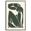 Gray and white poster of Matisse paper cut abstract shapes, minimalist. - in a black frame