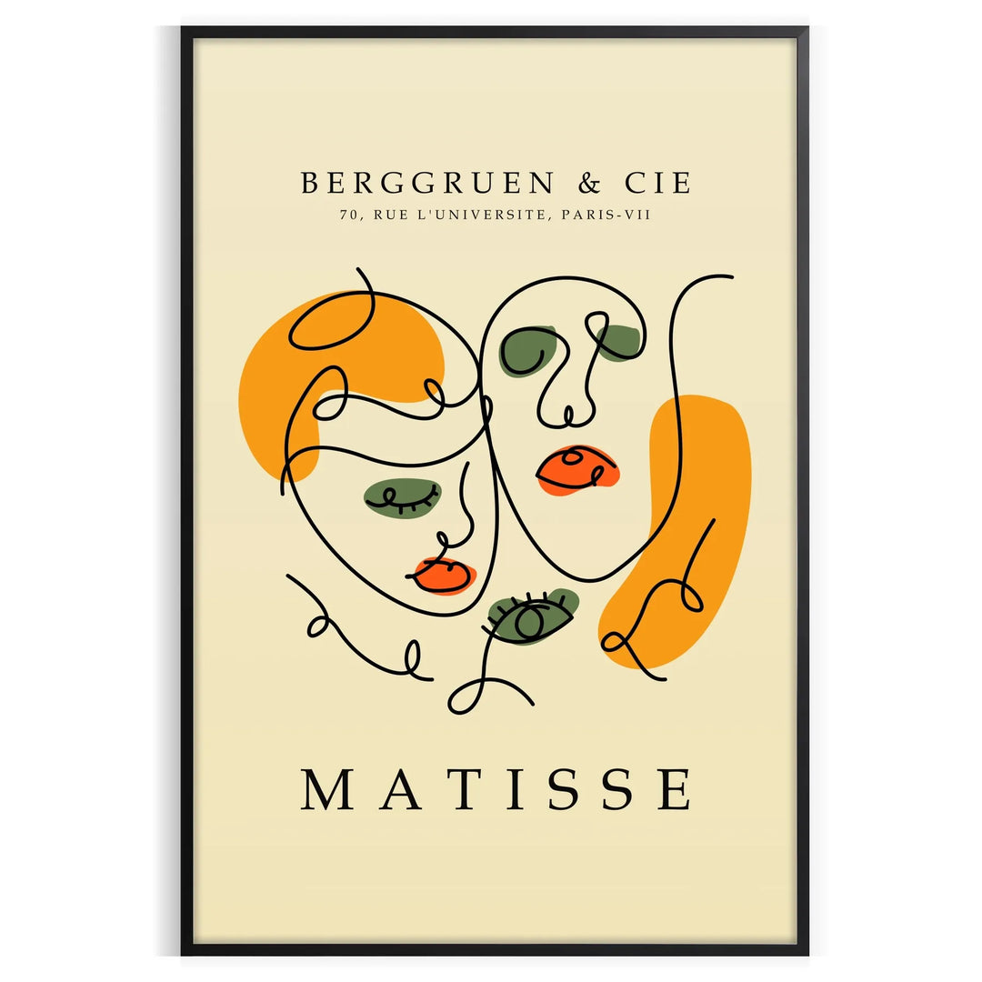Poster of Matisse-style papier découpé abstract composition, bold organic shapes