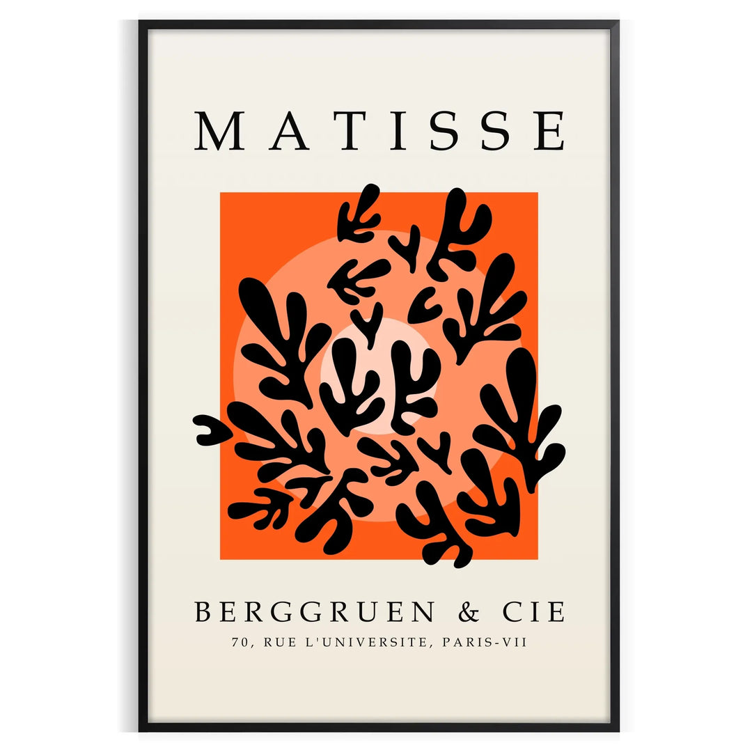 Black and white poster of abstract Matisse cut-out composition