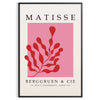 Abstract cut-paper collage by Matisse featuring gray and red shapes - in a black frame