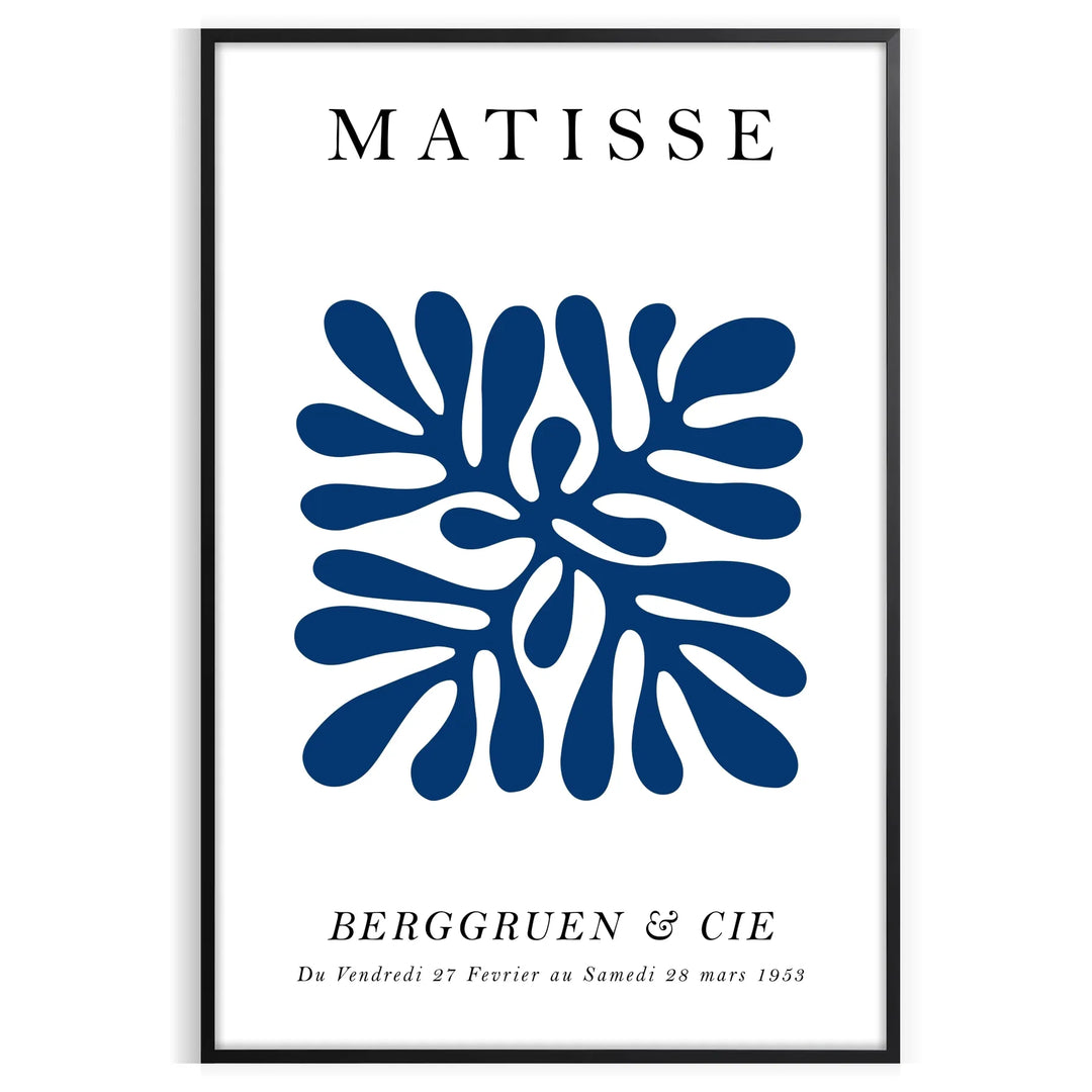 Poster of Matisse-style paper cutout composition in white and green