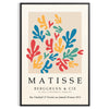 Poster showing colorful abstract paper cutouts in Matisse style artwork - in a black frame
