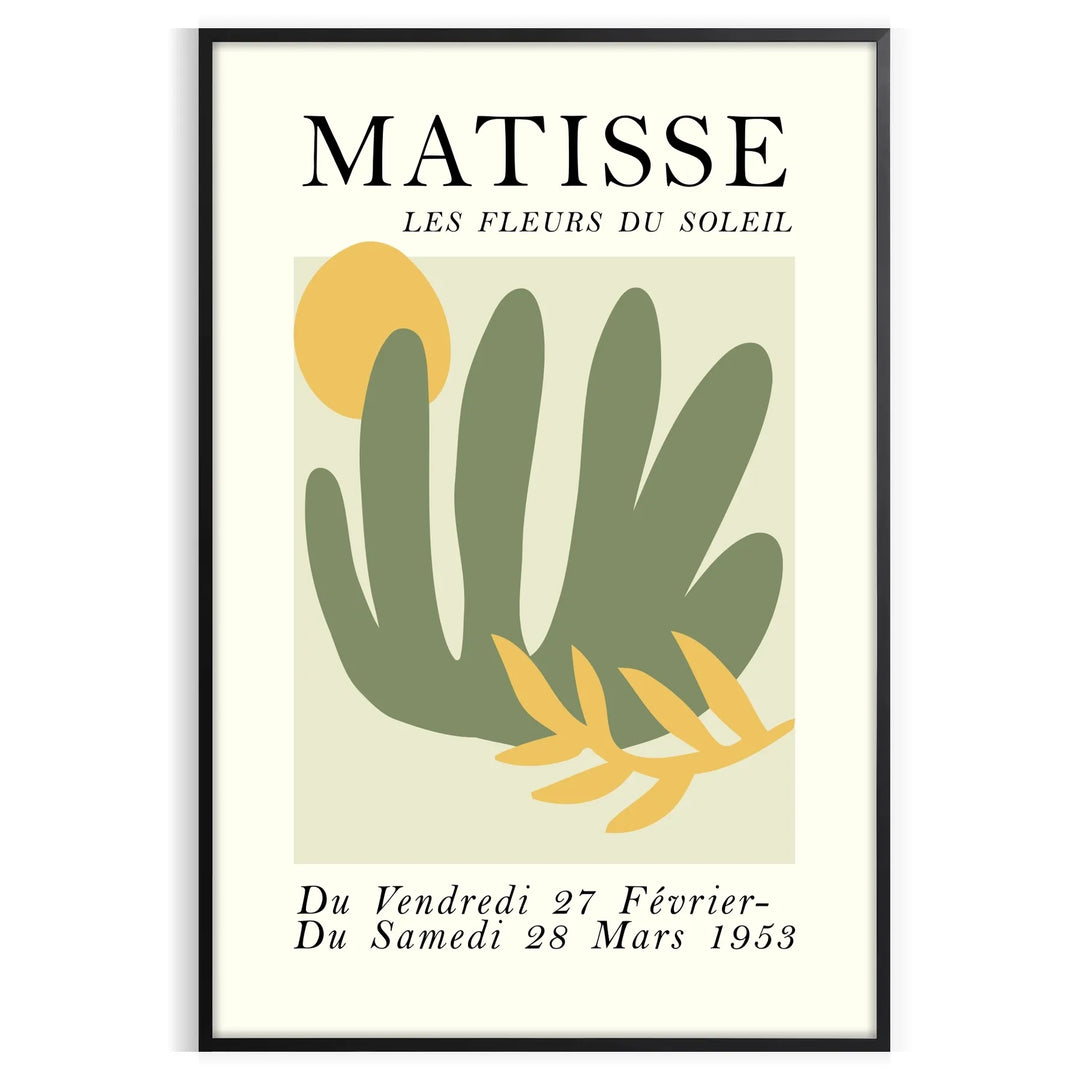 Gray and white poster featuring Matisse-inspired paper cutout abstract composition