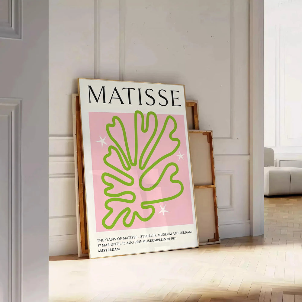 Abstract shapes in green and pink, inspired by Matisse's style