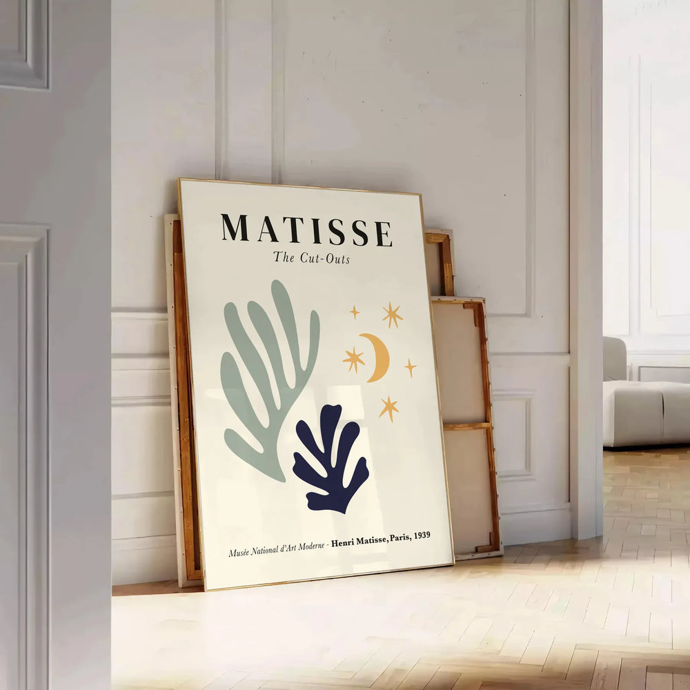 Abstract cut-out shapes in bold colors inspired by Matisse