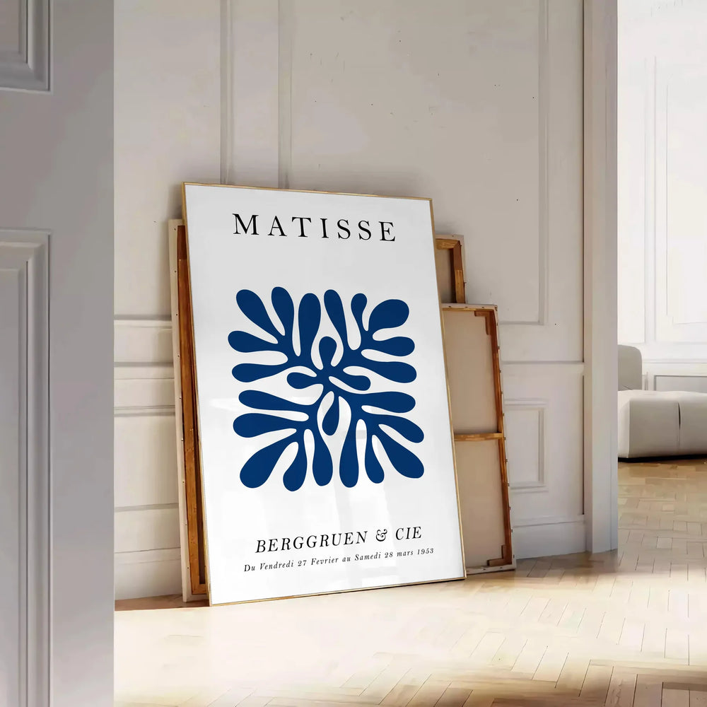 Poster of Matisse-style paper cutout composition in white and green