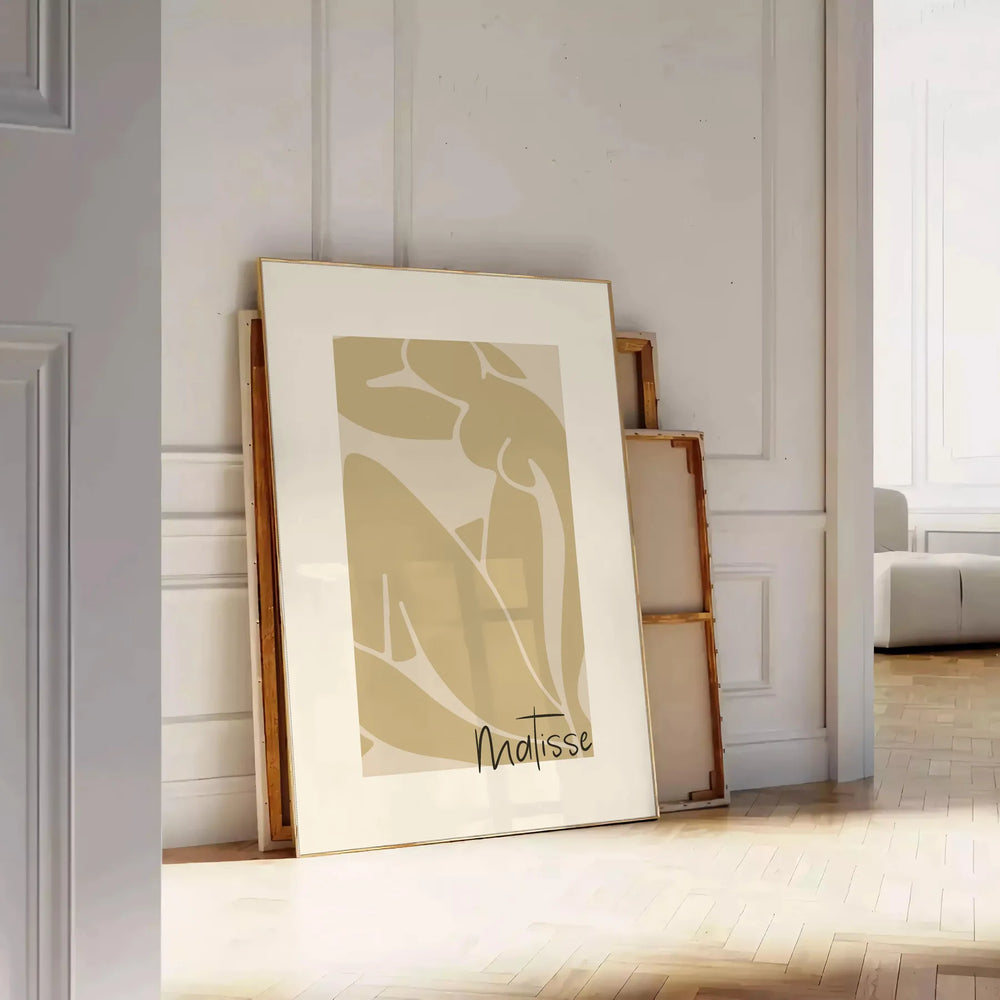 Henri Matisse paper cutouts in abstract shapes with gray and orange tones