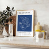 Black and white Matisse cut-outs poster, abstract papier découpés artwork - styled on a counter with eucalyptus and a bowl of lemons