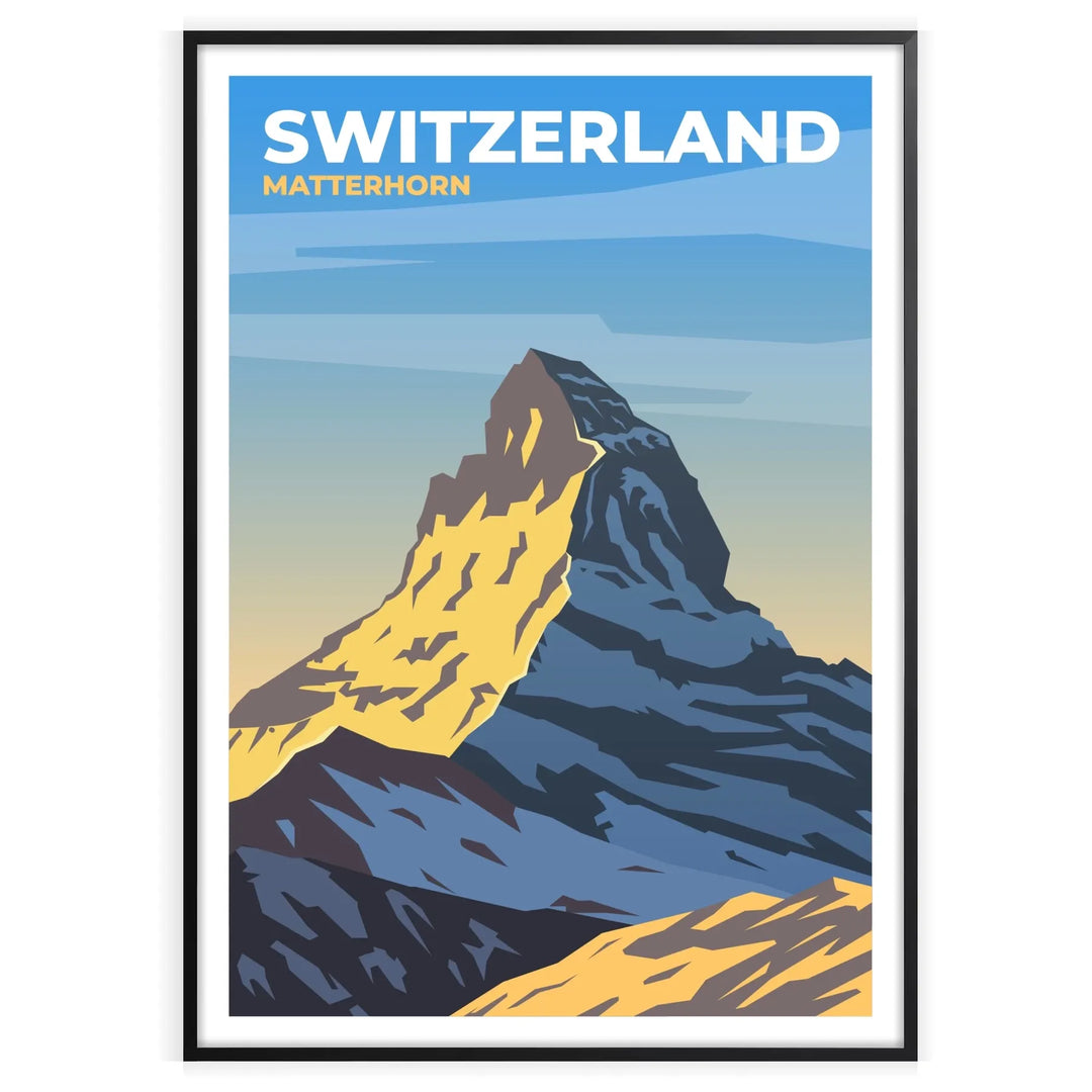 Matterhorn mountain in the Swiss Alps, earthy browns and greens