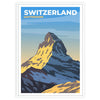 Matterhorn mountain in the Swiss Alps, earthy browns and greens - in a white frame