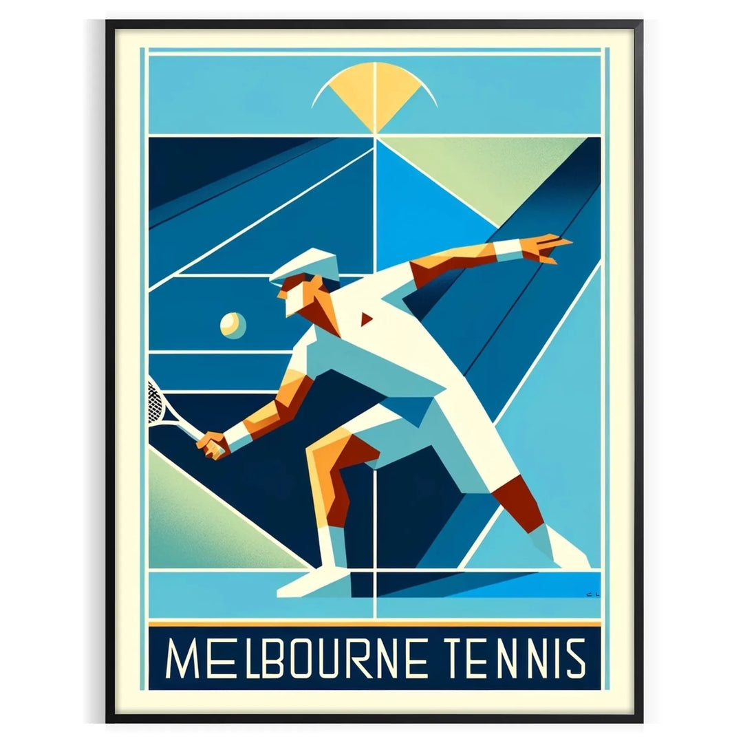Retro Melbourne tennis design capturing the excitement of Melbourne Australian Open