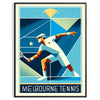 Retro Melbourne tennis design capturing the excitement of Melbourne Australian Open - in a black frame