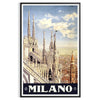 Stylized illustration of Milan's skyline in black and green - in a black frame
