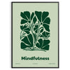 A serene yoga silhouette in green and gray tones against a textured background - in a black frame