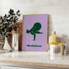 abstract representation of a person practicing yoga in calming green and blue tones - styled on a counter with eucalyptus and a bowl of lemons