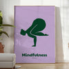 abstract representation of a person practicing yoga in calming green and blue tones - in a bright minimalist room with a plant and an armchair