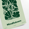 A serene yoga silhouette in green and gray tones against a textured background
