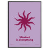 A serene yoga scene with calming blue and purple tones - in a black frame