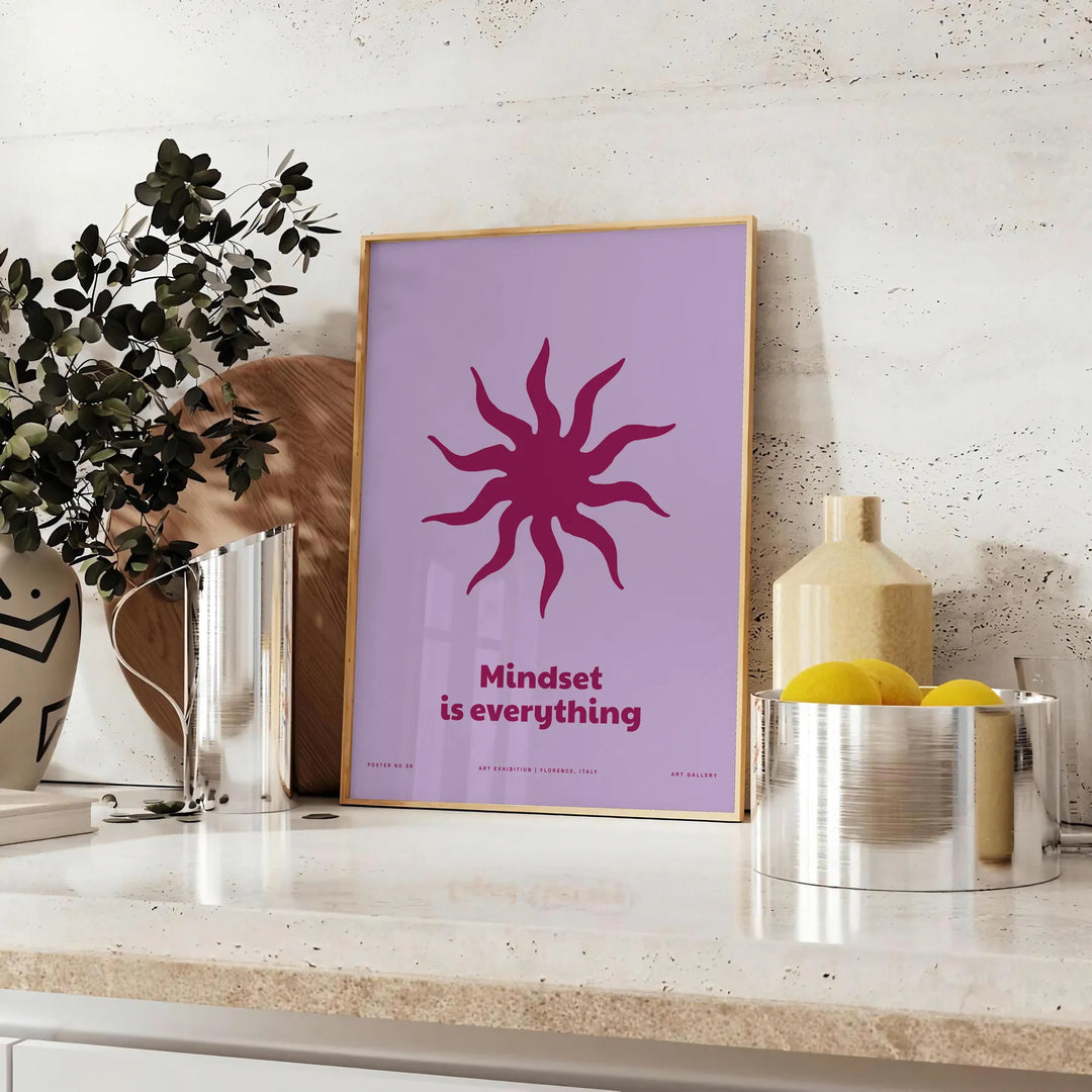 A serene yoga scene with calming blue and purple tones - styled on a counter with eucalyptus and a bowl of lemons