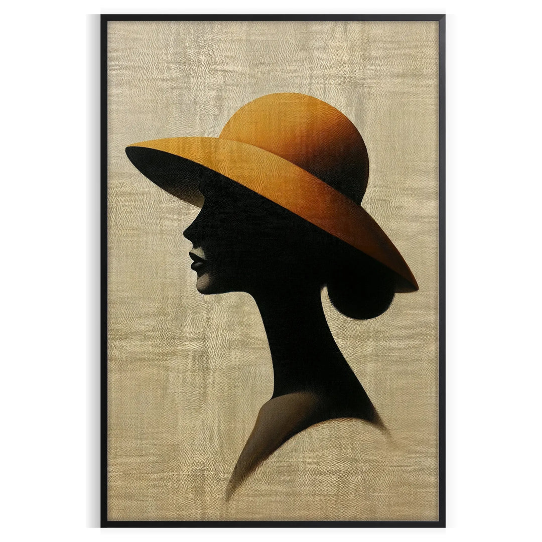 Silhouette of a woman in green and black, minimalist design