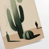 Minimalist cactus illustration in black and gray tones - as a rolled, unframed print