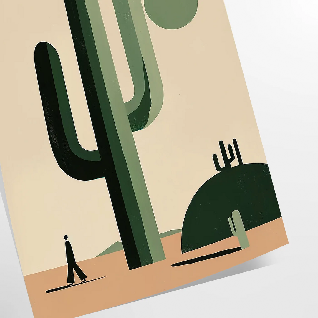 A minimalist cactus illustration in black and gray tones - as a rolled, unframed print